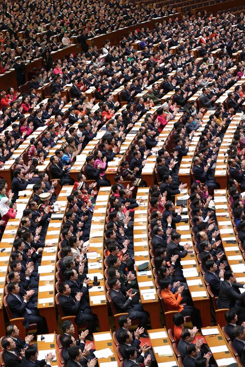 11月8日，中国共产党第十八次全国代表大会在北京人民大会堂隆重开幕。  这是大会会场。 新华社记者 刘卫兵 摄