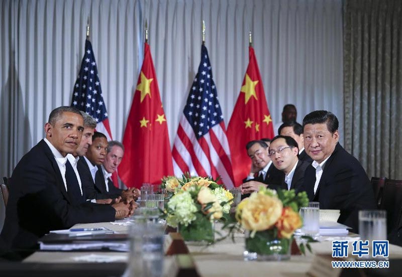  6月7日，中国国家主席习近平在美国加利福尼亚州安纳伯格庄园同美国总统奥巴马举行中美元首会晤。 新华社记者兰红光摄