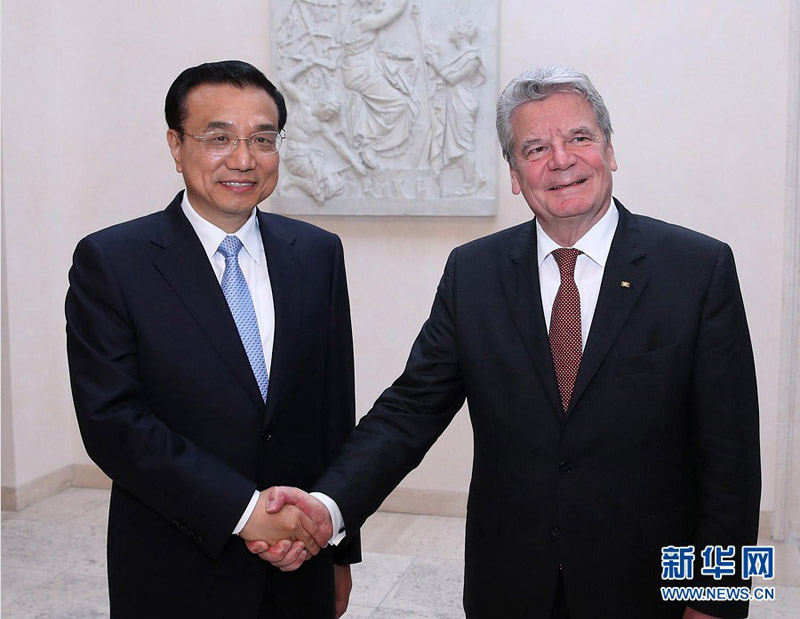 5月26日，中國國務院總理李克強在柏林會見德國總統高克。 新華社記者龐興雷 攝