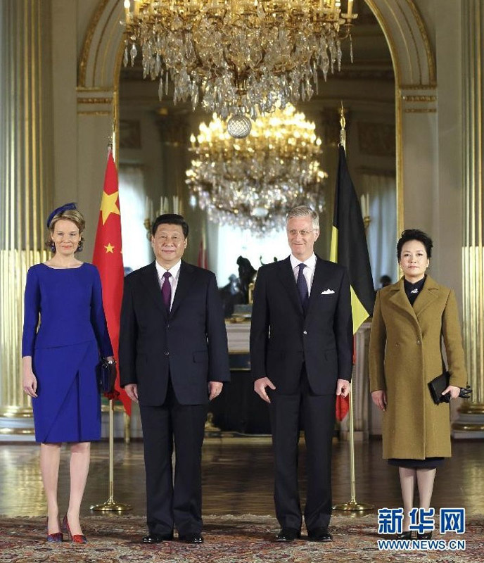3月30日，国家主席习近平在布鲁塞尔会见比利时国王菲利普。新华社记者 兰红光 摄