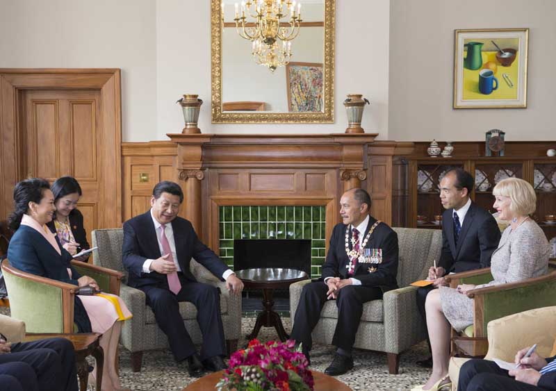 11月20日，中國國家主席習近平在惠靈頓總督府會見新西蘭總督邁特帕裡。新華社記者 李學仁 攝