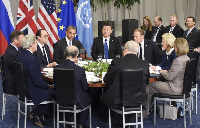4月1日，国家主席习近平在华盛顿出席伊朗核问题六国机制领导人会议并发表重要讲话。新华社记者 谢环驰 摄