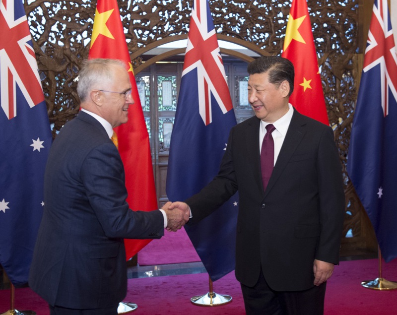 4月15日，国家主席习近平在北京钓鱼台国宾馆会见澳大利亚总理特恩布尔。新华社记者 王晔 摄