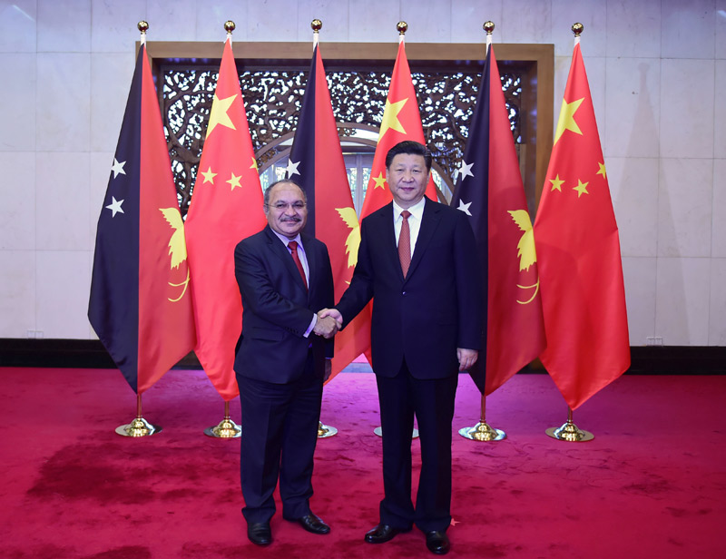 7月7日，國家主席習近平在北京釣魚台國賓館會見巴布亞新幾內亞總理奧尼爾。 新華社記者 張鐸 攝