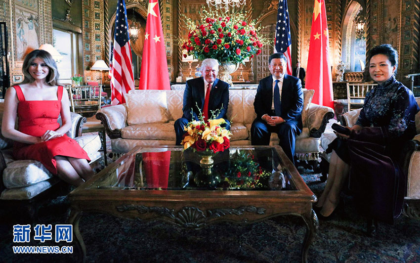 當地時間4月6日，國家主席習近平在美國佛羅裡達州海湖庄園同美國總統特朗普舉行中美元首會晤。 新華社記者 蘭紅光 攝