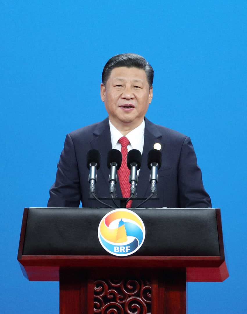 5月14日，國家主席習近平在北京出席“一帶一路”國際合作高峰論壇開幕式，並發表題為《攜手推進“一帶一路”建設》的主旨演講。 新華社記者王曄 攝