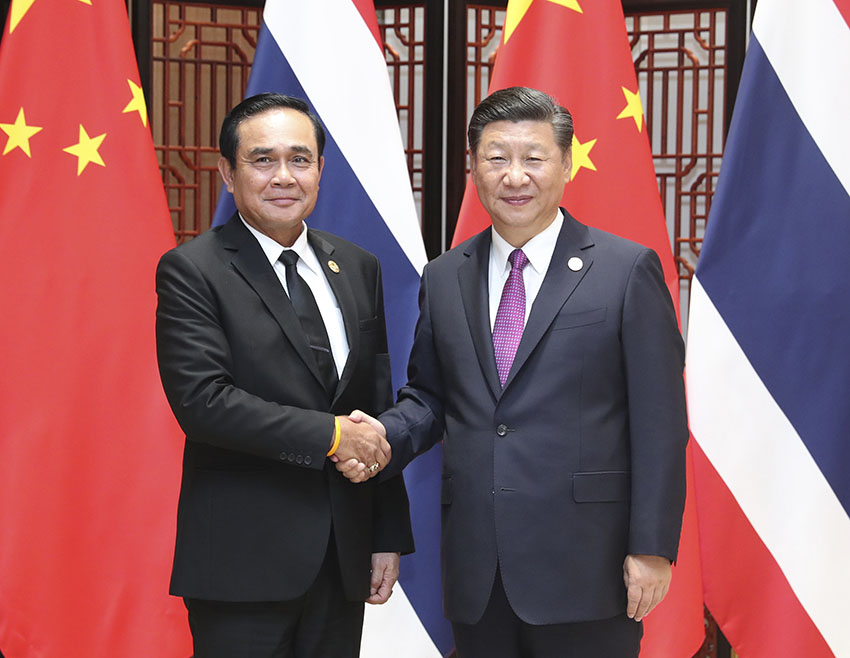 9月4日，國家主席習近平在廈門會見來華出席新興市場國家與發展中國家對話會的泰國總理巴育。 新華社記者 馬佔成 攝