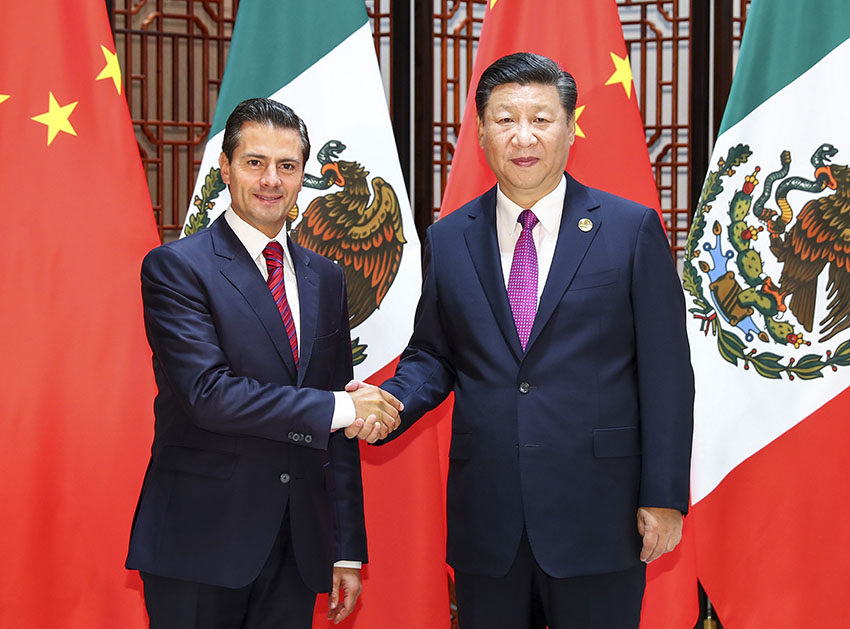 9月4日，國家主席習近平在廈門會見來華出席新興市場國家與發展中國家對話會的墨西哥總統培尼亞。 新華社記者 謝環馳 攝