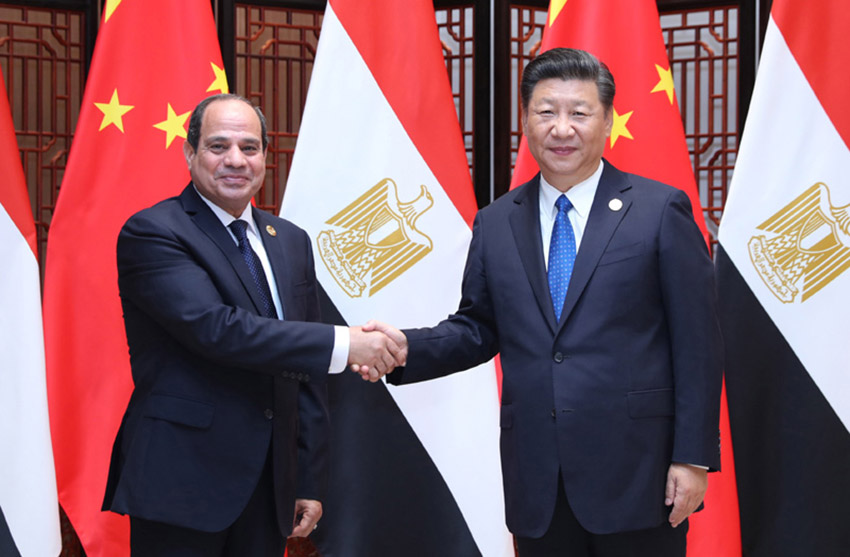 9月5日，国家主席习近平在厦门会见来华出席新兴市场国家与发展中国家对话会的埃及总统塞西。 新华社记者 鞠鹏 摄