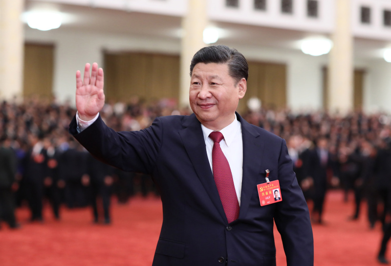 10月25日下午，中共中央總書記、國家主席、中央軍委主席習近平等領導同志在北京人民大會堂親切會見出席黨的十九大代表、特邀代表和列席人員。新華社記者 蘭紅光 攝