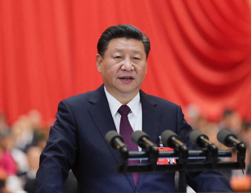 10月18日，習近平在中國共產黨第十九次全國代表大會上作報告。新華社記者 鞠鵬 攝