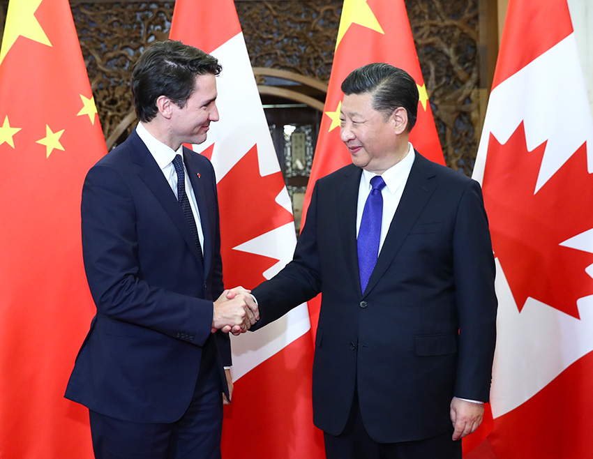 12月5日，国家主席习近平在北京钓鱼台国宾馆会见加拿大总理特鲁多。 新华社记者 谢环驰 摄