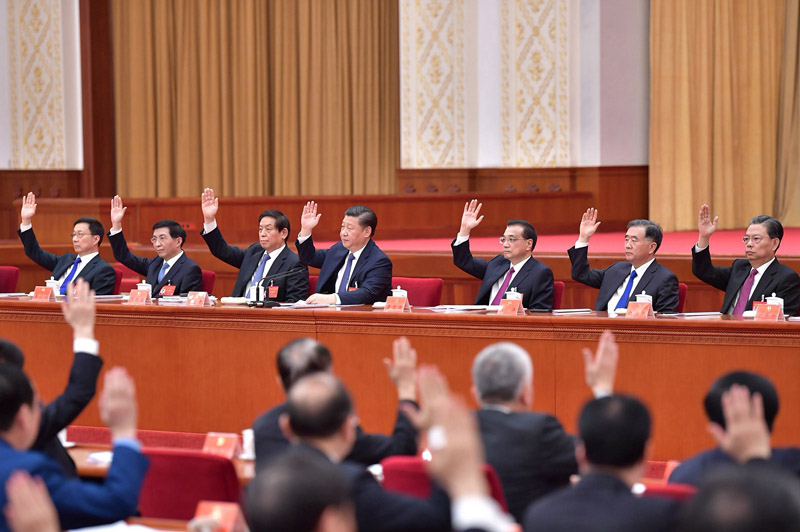 中國共產黨第十九屆中央委員會第二次全體會議，於2018年1月18日至19日在北京舉行。中央政治局主持會議。 新華社記者 李濤 攝