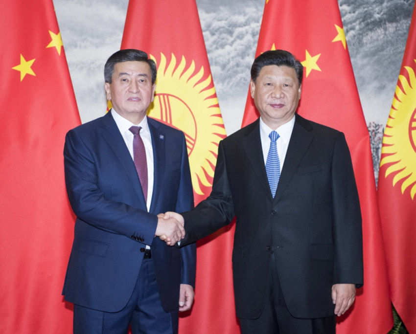 6月6日，國家主席習近平在北京人民大會堂同吉爾吉斯斯坦總統熱恩別科夫舉行會談。 新華社記者 李學仁 攝
