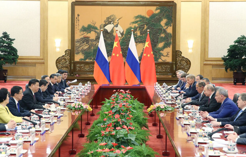 6月8日，國家主席習近平在北京人民大會堂同俄羅斯總統普京舉行會談。 新華社記者 姚大偉 攝