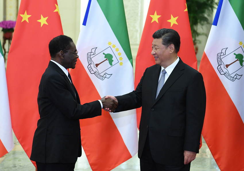 9月2日，国家主席习近平在北京人民大会堂会见赤道几内亚总统奥比昂。新华社记者 高洁 摄