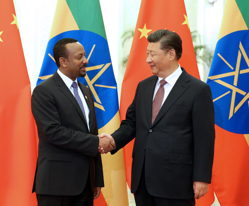 9月2日，国家主席习近平在北京人民大会堂会见埃塞俄比亚总理阿比。新华社记者 姚大伟 摄