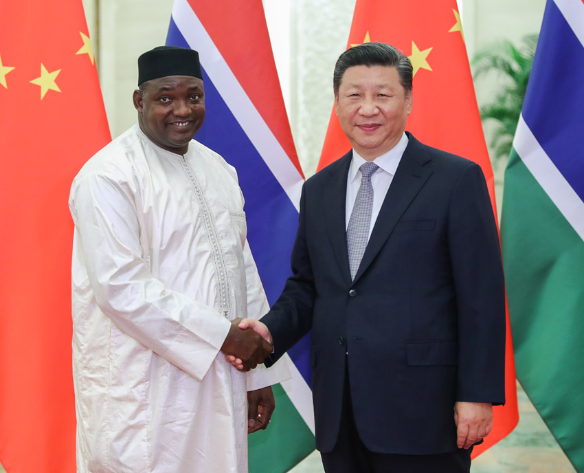 9月6日，国家主席习近平在北京人民大会堂会见冈比亚总统巴罗。新华社记者 谢环驰 摄