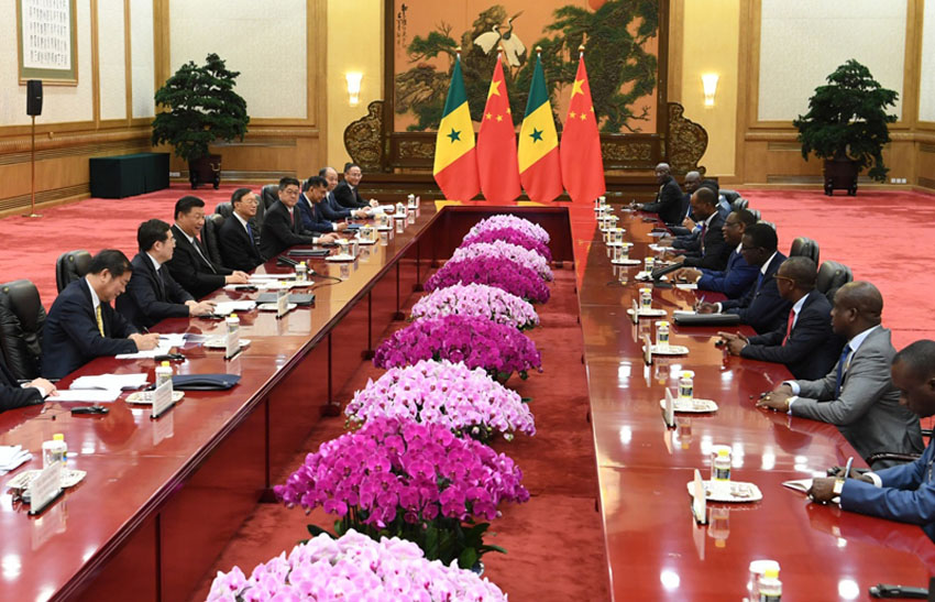 9月2日，国家主席习近平在北京人民大会堂会见塞内加尔总统萨勒。新华社记者 高洁 摄