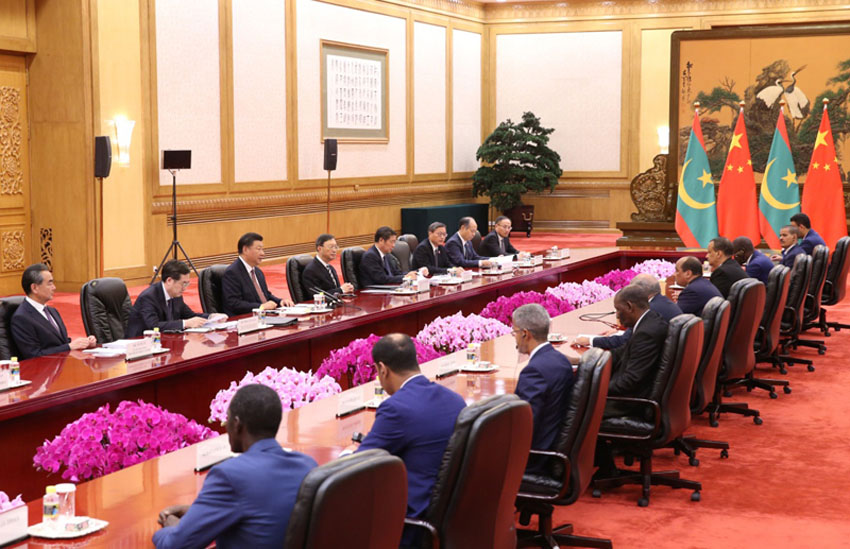 9月2日，国家主席习近平在北京人民大会堂会见毛里塔尼亚总统阿齐兹。新华社记者 姚大伟 摄
