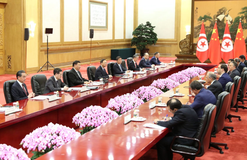 9月5日，国家主席习近平在北京人民大会堂会见突尼斯总理沙赫德。新华社记者 黄敬文 摄