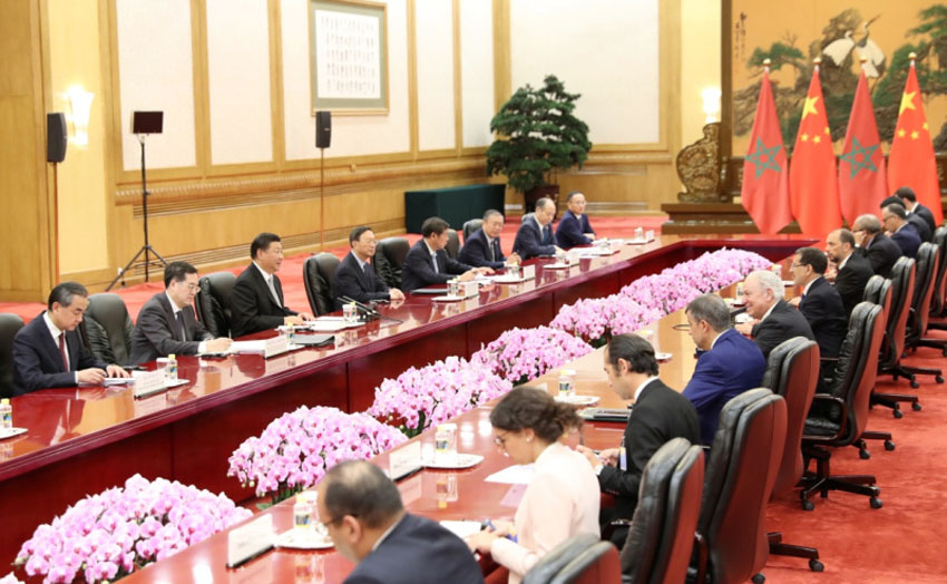 9月5日，国家主席习近平在北京人民大会堂会见摩洛哥首相奥斯曼尼。新华社记者 黄敬文 摄