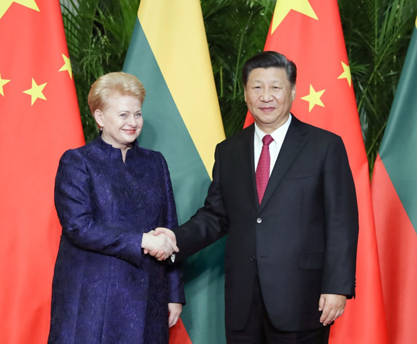 11月5日，國家主席習近平在上海會見立陶宛總統格裡包斯凱特。 新華社記者 丁海濤 攝