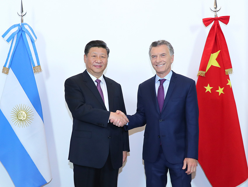 當地時間12月2日，國家主席習近平同阿根廷總統馬克裡在布宜諾斯艾利斯舉行會談。 新華社記者 謝環馳 攝