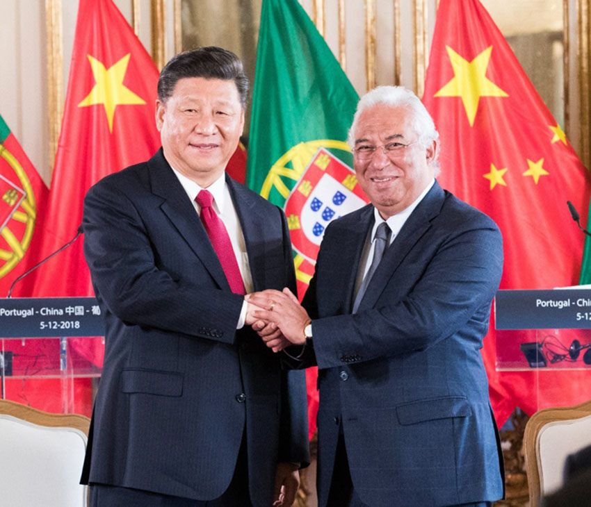 當地時間12月5日，國家主席習近平在裡斯本會見葡萄牙總理科斯塔。 新華社記者黃敬文攝