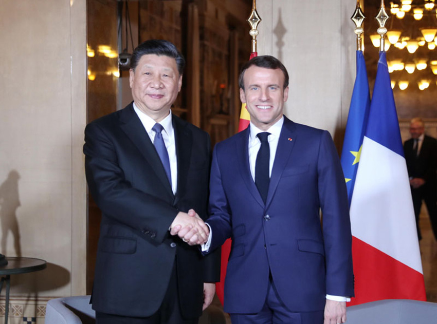 3月24日，国家主席习近平在尼斯会见法国总统马克龙。 新华社记者 鞠鹏 摄