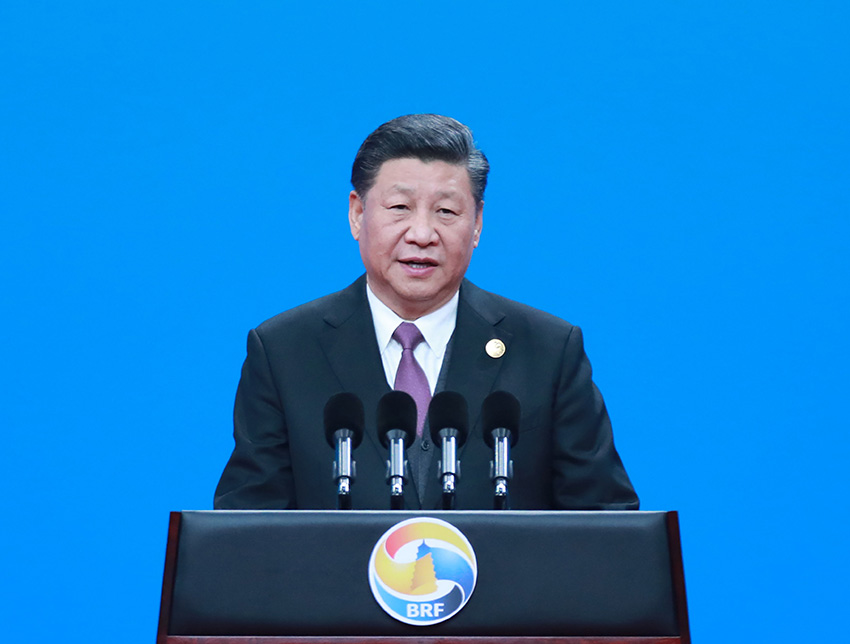 4月26日，國家主席習近平在北京出席第二屆“一帶一路”國際合作高峰論壇開幕式，並發表題為《齊心開創共建“一帶一路”美好未來》的主旨演講。 新華社記者龐興雷攝