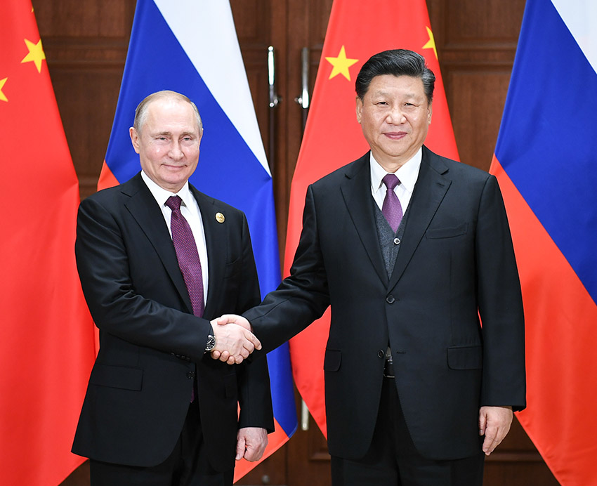 4月26日，國家主席習近平在北京友誼賓館同俄羅斯總統普京舉行會談。 新華社記者 謝環馳 攝