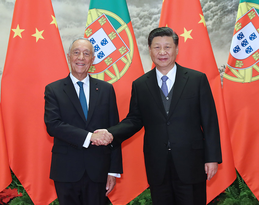 4月29日，國家主席習近平在北京人民大會堂同葡萄牙總統德索薩舉行會談。 新華社記者 黃敬文 攝