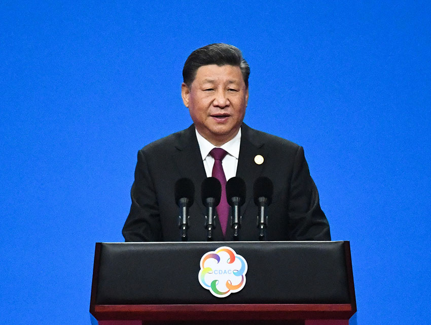 5月15日，國家主席習近平在北京國家會議中心出席亞洲文明對話大會開幕式，並發表題為《深化文明交流互鑒 共建亞洲命運共同體》的主旨演講。 新華社記者 饒愛民 攝