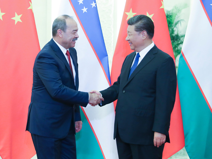 8月28日，國家主席習近平在北京人民大會堂會見烏茲別克斯坦總理阿裡波夫。 新華社記者 姚大偉 攝