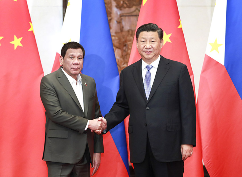 8月29日晚，國家主席習近平在北京釣魚台國賓館會見菲律賓總統杜特爾特。新華社記者 龐興雷 攝