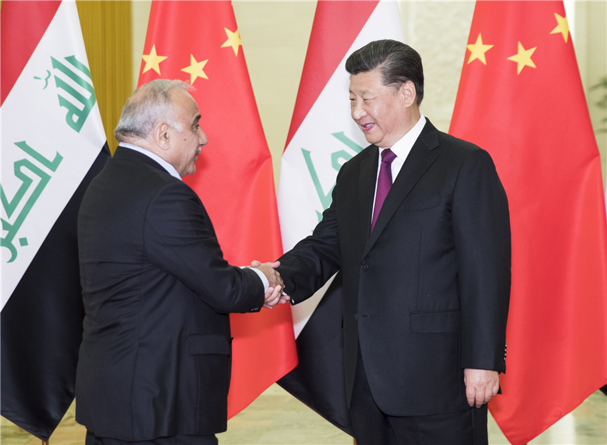 9月23日，國家主席習近平在北京人民大會堂會見伊拉克總理阿卜杜勒-邁赫迪。 新華社記者 黃敬文 攝