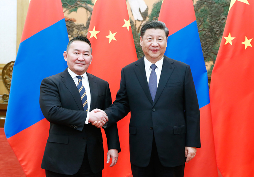 2月27日，國家主席習近平在北京人民大會堂同蒙古國總統巴特圖勒嘎會談。 新華社記者 劉彬 攝