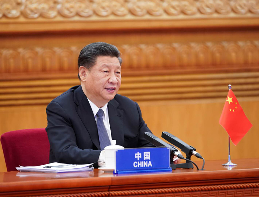 3月26日，國家主席習近平在北京出席二十國集團領導人應對新冠肺炎特別峰會並發表題為《攜手抗疫 共克時艱》的重要講話。 新華社記者 龐興雷 攝