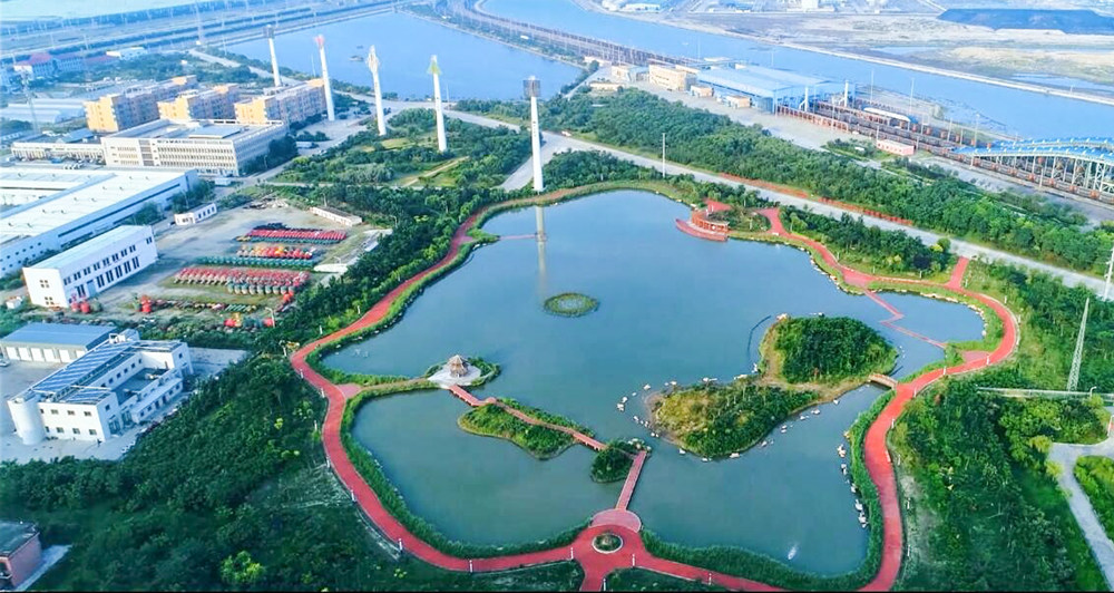 黄骅港煤炭港区生态水系之一“莲园”。刘建玲摄