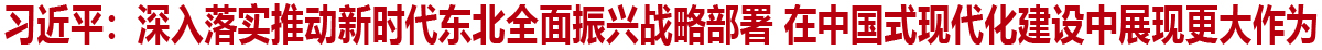 习近平：深入落实推动新时代东北全面振兴战略部署 在中国式现代化建设中展现更大作为