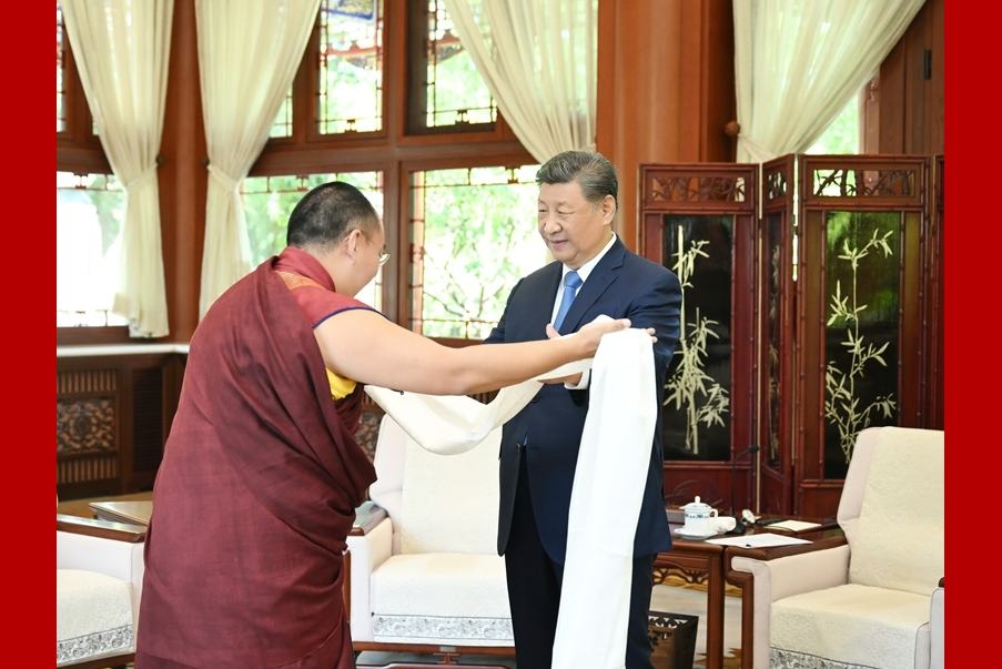 习近平接受班禅额尔德尼·确吉杰布拜见