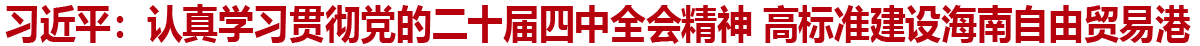 习近平:认真学习贯彻党的二十届四中全会精神 高标准建设海南自由贸易港