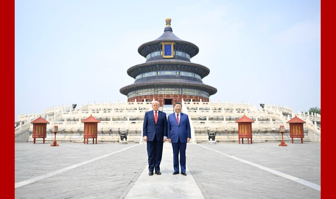 習近平同美國總統特朗普參觀天壇