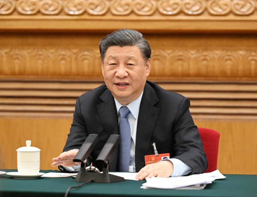 2023年3月5日，习近平总书记参加十四届全国人大一次会议江苏代表团审议。新华社记者 李学仁 摄